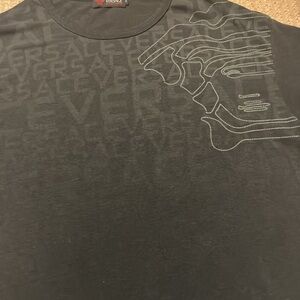 Versace, large, black and gray shirt.